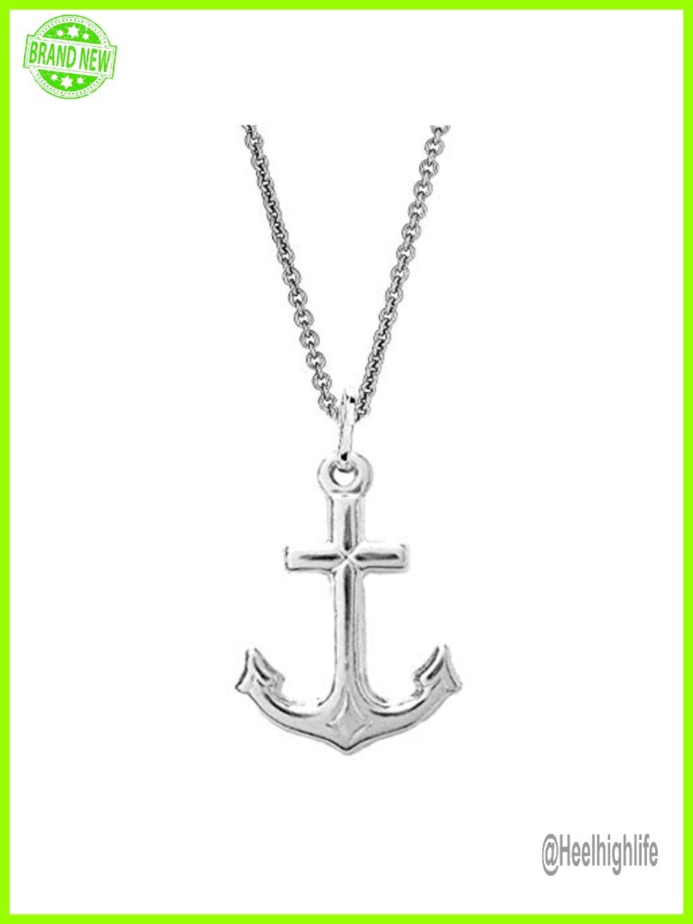 Sterling Silver Mariner Anchor Cross Pendant Necklace 24 Inch